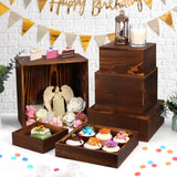 6-Piece Wooden Display Stand Set – Square Buffet & Dessert Risers for Parties