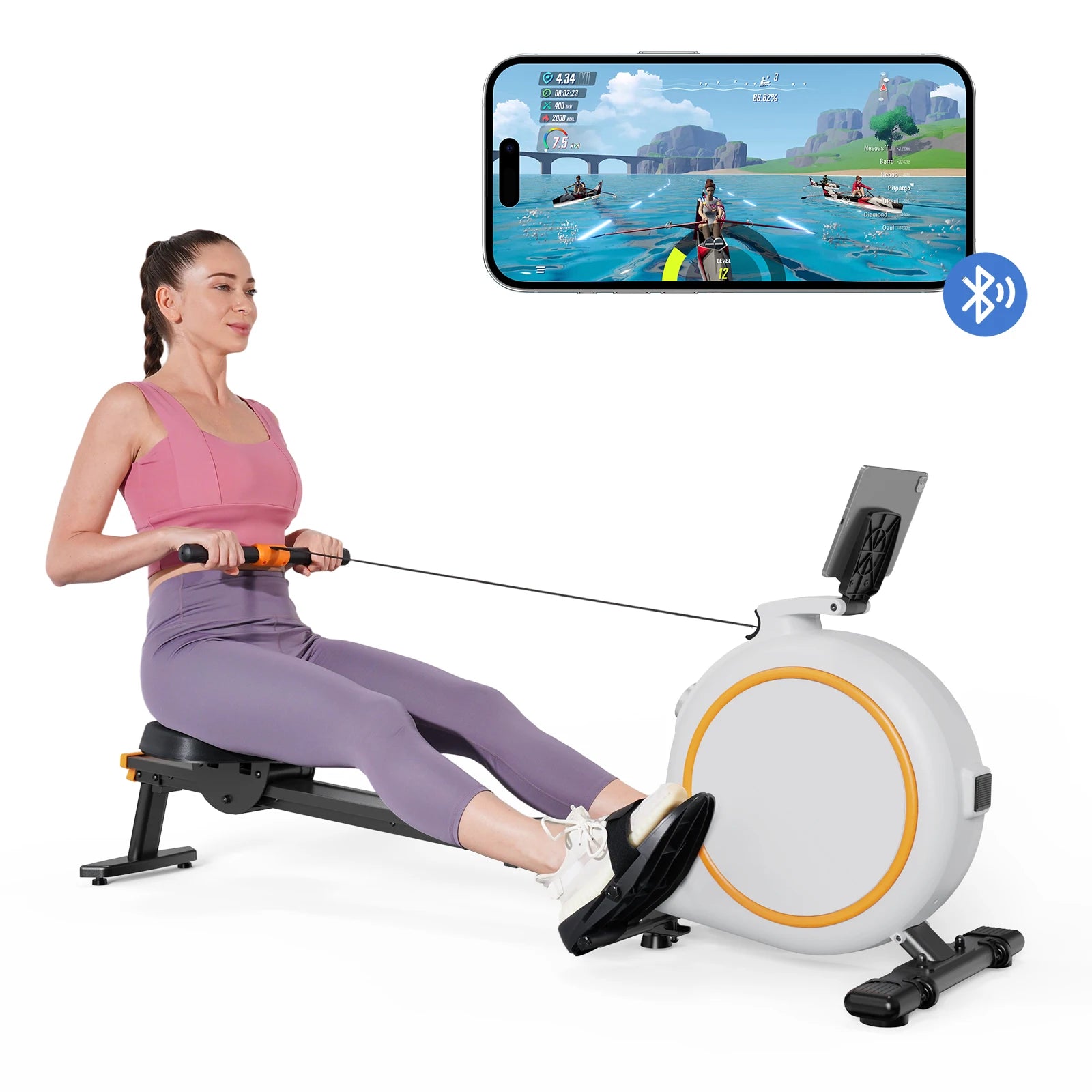 Home Rowing Machine — 32-Level Adjustable Magnetic Resistance, LED Monitor, Tablet Holder, Bluetooth Fitness Trainer
