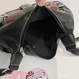 Women’s PU Leather Punk Shoulder Bag – Y2K Clutch Underarm Purse with Adjustable Strap & Zipper Closure for Travel & Daily Use