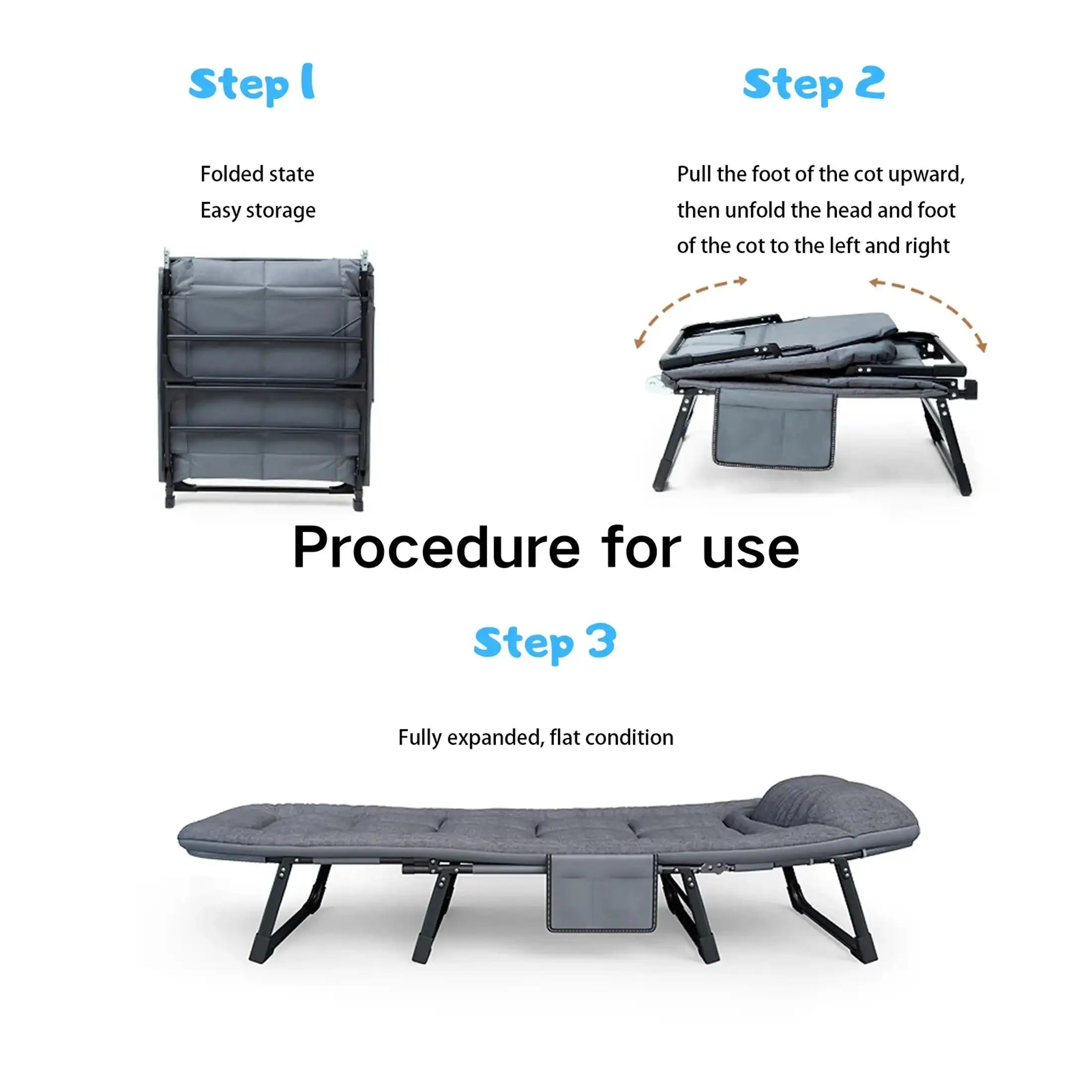 Niceway 6 Adjustable Positions Camping Cot with Mattress & Pillow for Adults 550LBS Heavy Duty Sleeping Cot Outdoor Folding Bed - PulinGO