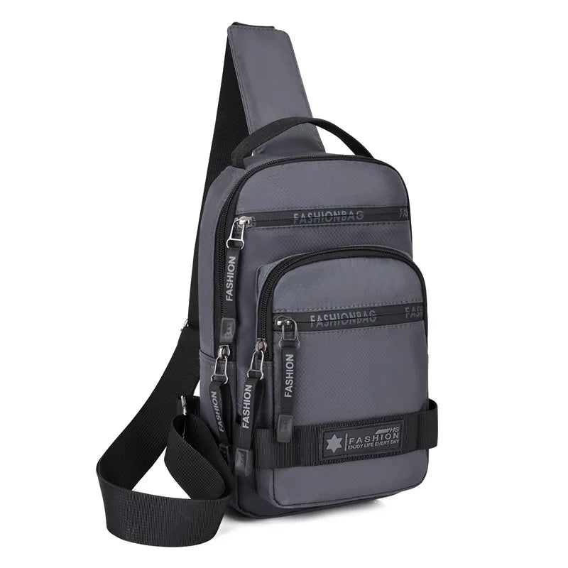 Men’s Large-Capacity Nylon Chest Bag – Lightweight Korean-Style Travel Crossbody Shoulder Backpack for Daily Use
