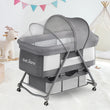 3-in-1 Baby Travel Cot & Crib – Convertible Folding Bed with Mosquito Net, Soft Mattress Pad & Silent Wheels