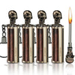 4-Piece Skull Metal Keychain Waterproof Matches & Emergency Fire Starter Kit