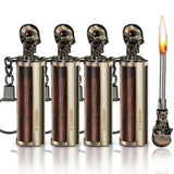 4-Piece Skull Metal Keychain Waterproof Matches & Emergency Fire Starter Kit