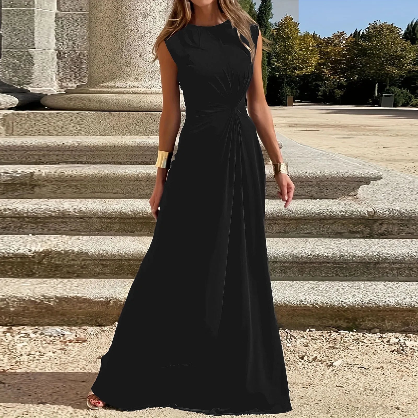 Women’s Maternity Surplice Maxi Dress – Solid Cotton Pregnancy Outfit with Asymmetrical Waist, Formal Wear for Moms