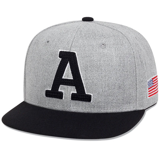 Unisex “A” Embroidered Baseball Cap – USA Flag Patch Hip-Hop Adjustable Hat for Outdoor & Casual Wear