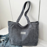 Women’s Corduroy Tote Bag with Pockets – Large-Capacity Shoulder Handbag for School, Work & Shopping