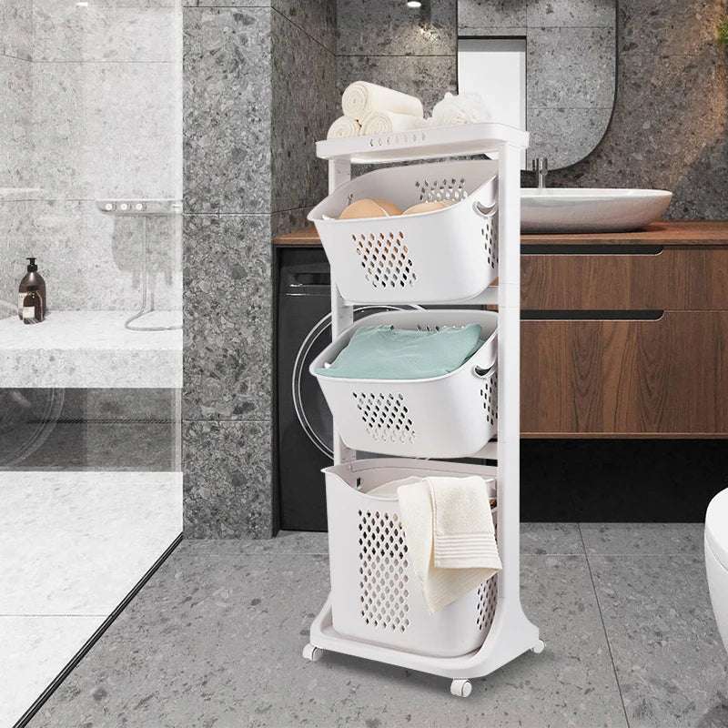 3-Layer Rolling Laundry Hamper Set – Large Capacity Clothes Organizer with Wheels & Sorting Bags