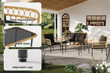 “4-Piece Outdoor Patio Furniture Set – Rattan Balcony Set with Chaise Lounge, 2 Armchairs & Coffee Table”
