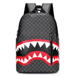 Plaid Shark Mouth Graphic Backpack for Men – Laptop School & College Travel Bag with Bold Street Style