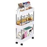 3-Layer Ultra-Thin Mobile Slim Storage Cart – Plastic & Stainless Steel, Suitable for Kitchen, Bathroom & Laundry