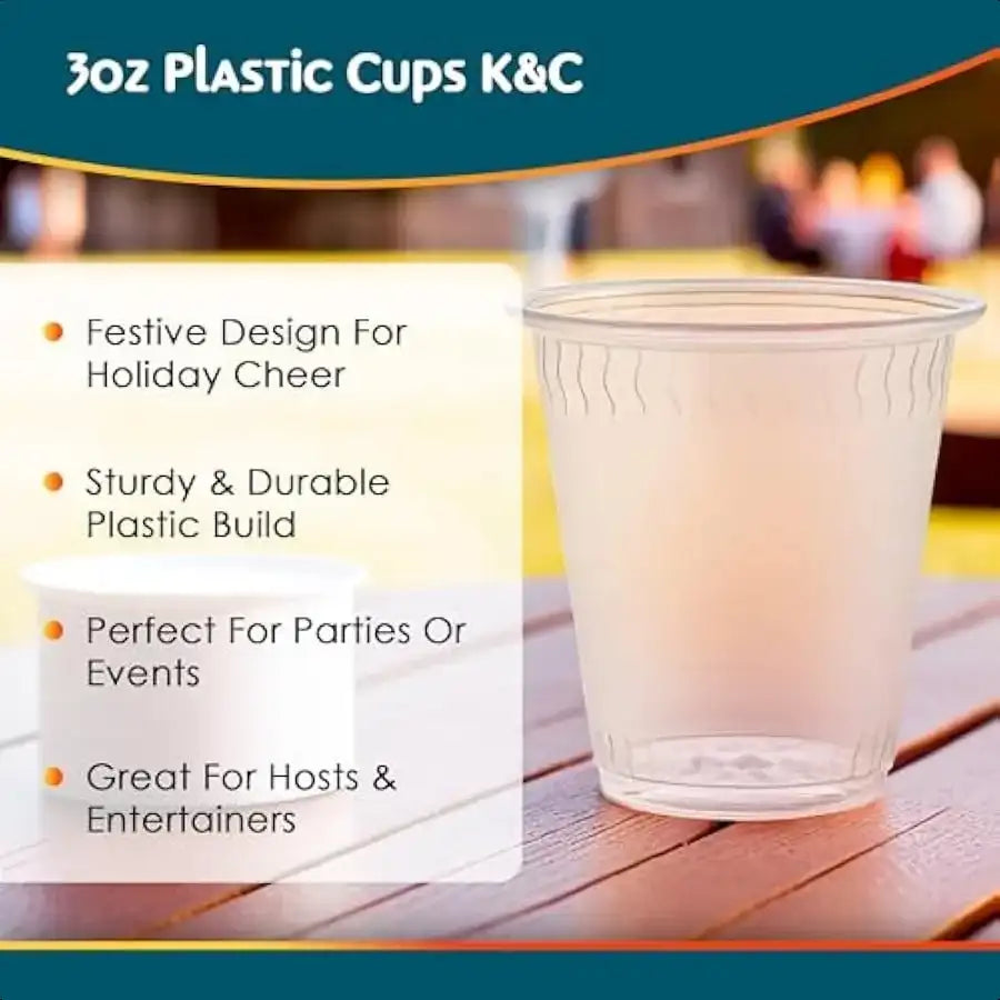 Premium Clear Plastic Cups 3 oz (Pack of 100) – Durable Disposable Cups for Parties & Everyday Use