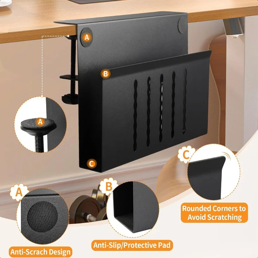Clamp-On Under-Desk Hanging Organizer with Pen Holder – No-Drill Side Storage Box