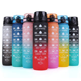 1000ml Motivational Water Bottle with Handle – Frosted Gradient Time Marker Fitness Cup