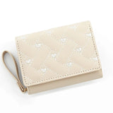 Women’s Heart Embroidered Short Wallet – Triple Fold PU Leather Purse with Multi-Card Slots & Large Capacity