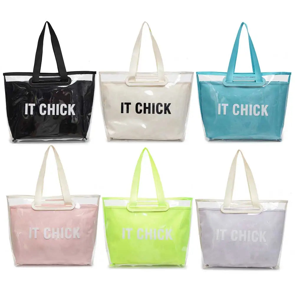 Women’s PVC clear jelly tote bag – large-capacity waterproof handbag, multifunctional transparent purse for beach, summer & daily use