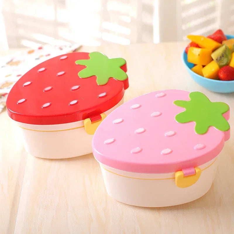 500ml Strawberry-Shaped Bento Lunch Box – Cute 2-Layer Fruit & Food Storage for Kids (Microwave-Safe)