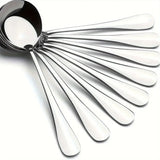 Heavy-Weight Round Stainless Steel Soup Spoons – Set of 8 Bouillon Spoons, DishwasherSafe