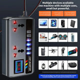 Car Power Inverter 12V/24V to 220V – Portable Automotive Charger with 9 Ports (3 USB QC3.0 + 2 Type-C PD + AC Outlet)