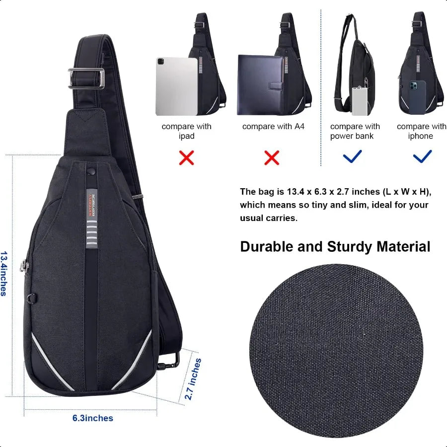 Waterfly Small Crossbody Sling Backpack — Anti-Theft Chest & Shoulder Travel Bag
