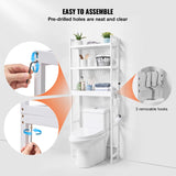 VEVOR Over-the-Toilet Storage Shelf – Adjustable Bamboo Bathroom Organiser with 3 Hooks & Space Saver Rack