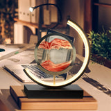 3D Moving Sand Art Picture Lamp – Round LED Sandscape with Stand, 3 Colors, Relaxing Desktop Decor