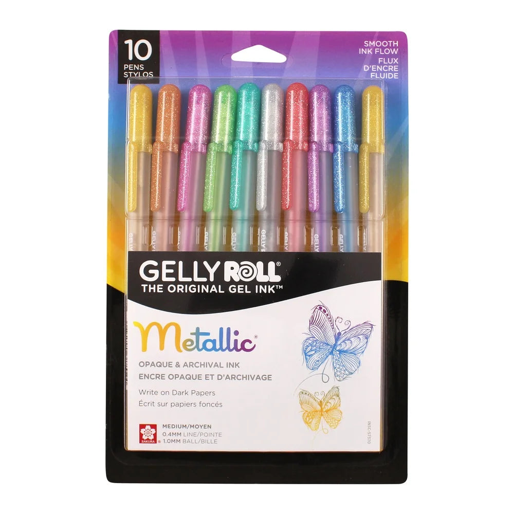 0 Colors Gelly Roll Pen Set – Dark Metallic Gel Pens, Waterproof, Bleedproof & Fade-Resistant Medium Point for Doodling, Coloring & Crafts