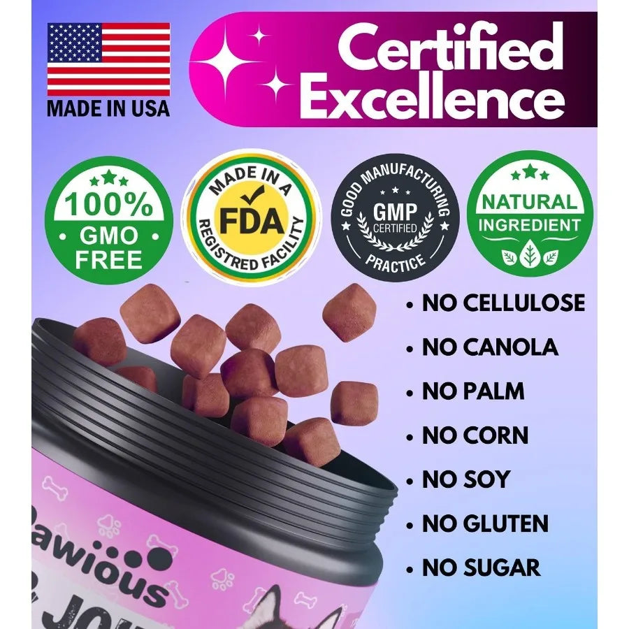 Dog Multivitamin Chewables – 16-in-1 Vitamins with Glucosamine for Hip & Joint, Senior Dogs & Puppies, Overall Health