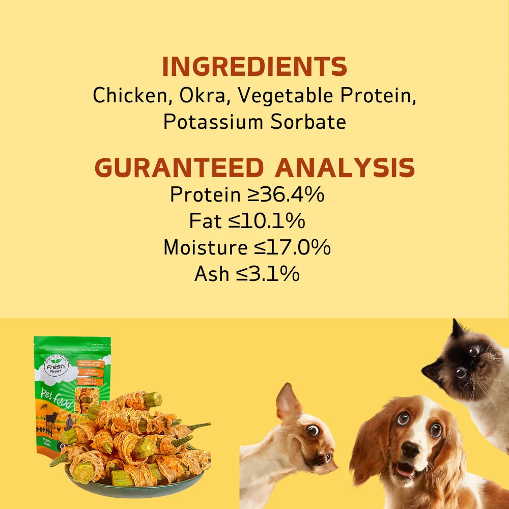 Chicken Wrapped Okra Dog Treats – All-Natural, Healthy & Easily Digestible Snacks (200g / 400g Packs)