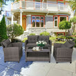 “4-Piece Rattan Patio Conversation Set – Outdoor Furniture with Cushioned Loveseat, 2 Chairs & Coffee Table”