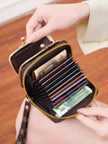 Women’s Retro Accordion Wallet – Fashion Print Short Coin Purse with Money Clip & Wristband
