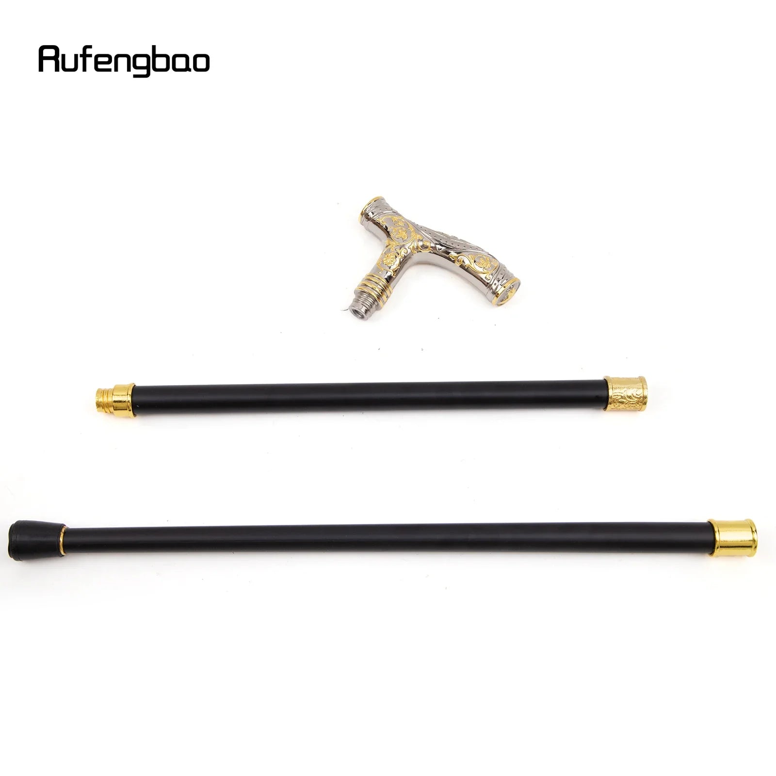 Golden & White Wolf Head Walking Cane – 93cm Fashion Gentleman’s Stick with Flower Totem Relief 🐺🌸