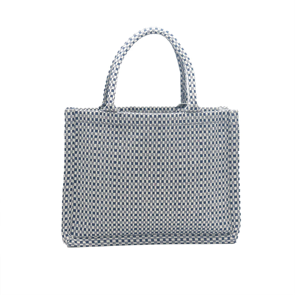 Women’s Woven Plaid Shoulder Bag – Large Capacity Eco-Friendly Satchel Handbag