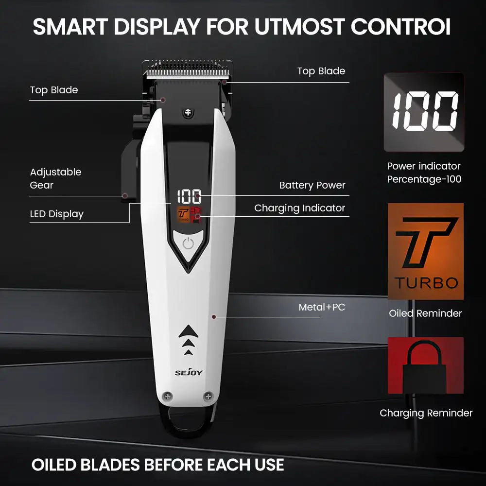Sejoy Cordless Electric Hair Clippers Set for Men – Professional USB-Rechargeable Trimmer with LED Display & Self-Sharpening Blades