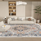 Vintage Boho Washable Area Rug – Non-Slip Cotton Blend Large Floor Carpet
