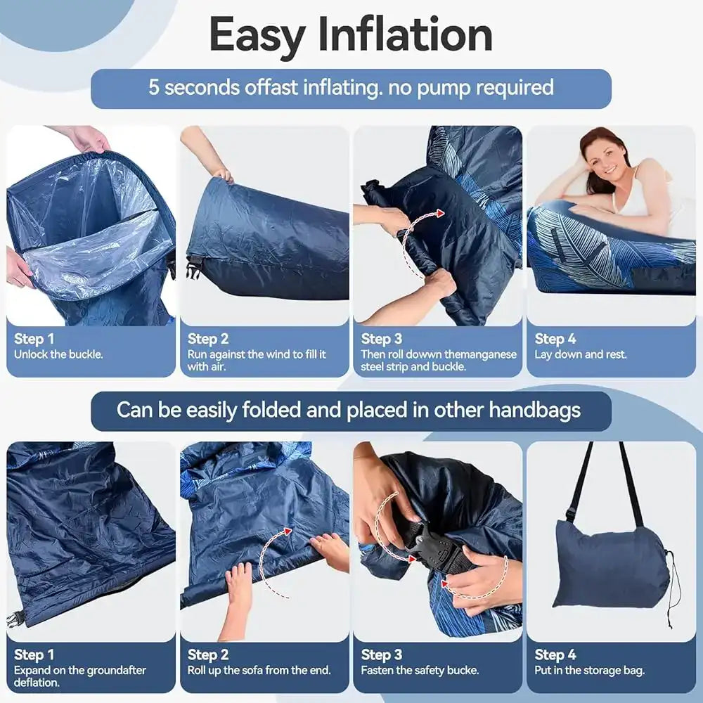 GEERTOP Portable Inflatable Canopy Air Lounger – Waterproof Air Sofa with Sun-Shade Cover for Camping, Beach, Backyard