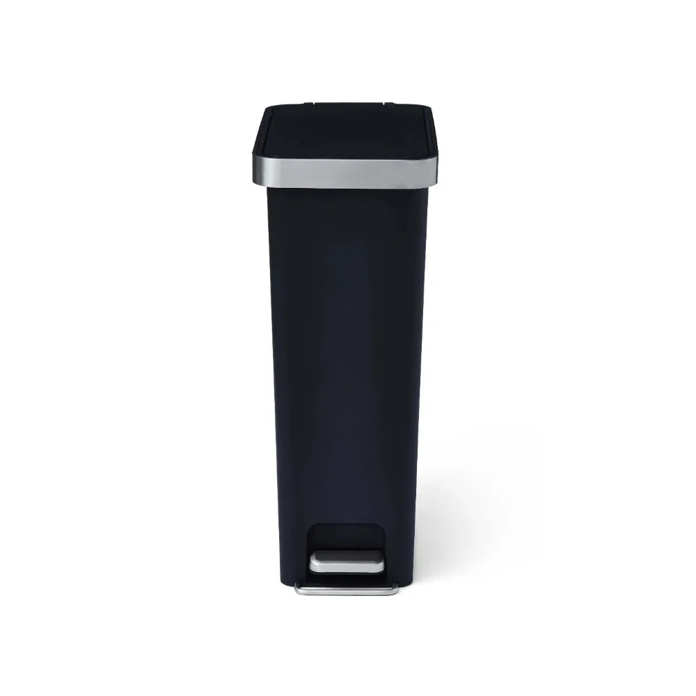 Better Homes & Gardens 10.5 Gallon Kitchen Step Trash Can – Slim Vertical Design, Step-On Pedal, Soft-Close Lid (Black)