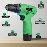 12 V Cordless Drill Set – 18 Torque Settings Power Drill with 3/8″ Keyless Chuck for Home Maintenance