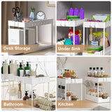 2-Tier Sliding Under-Sink Organizer with Hooks & Hanging Cup – Cabinet Storage Rack for Bathroom & Kitchen