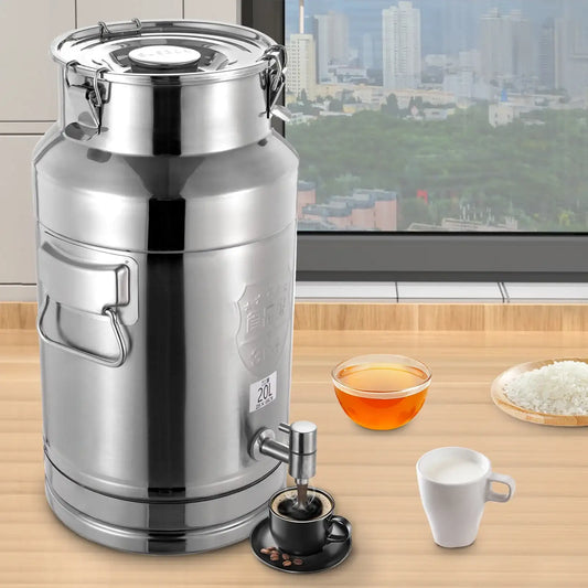 Bymaocar 5-Gallon Stainless Steel Beverage Dispenser Milk Can – Leak-Proof Lid, Heavy-Duty Design