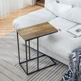 Brown MDF & Iron Rectangle Side Table – 48×28×58 cm Single-Layer C-Type
