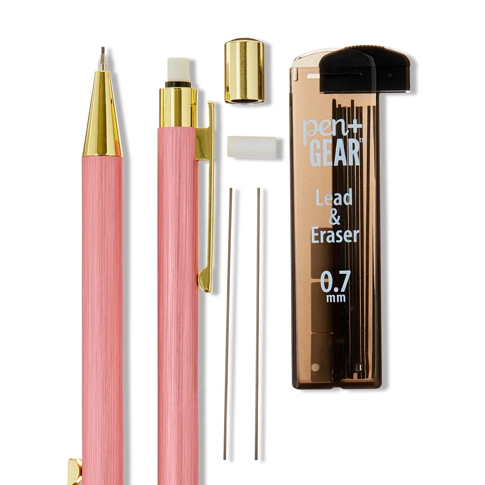 Mechanical Pencil Set 0.7 mm – Smooth Writing, No-Smudge Graphite, Built-In Erasers with Pocket Clip (2-Pack)