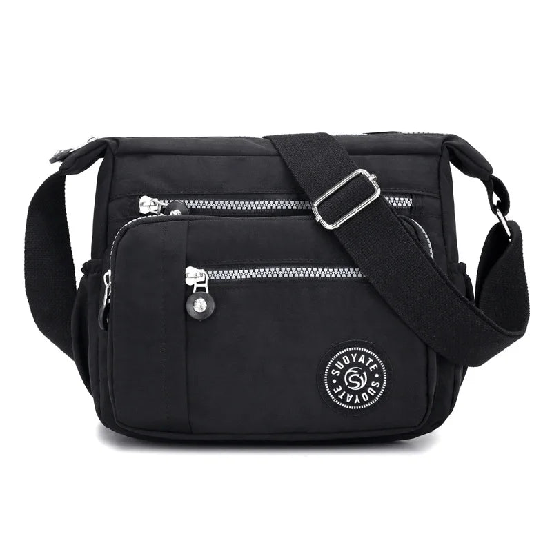 Women’s Nylon Waterproof Crossbody Bag — Multi-Pocket Travel Messenger & Shoulder Purse