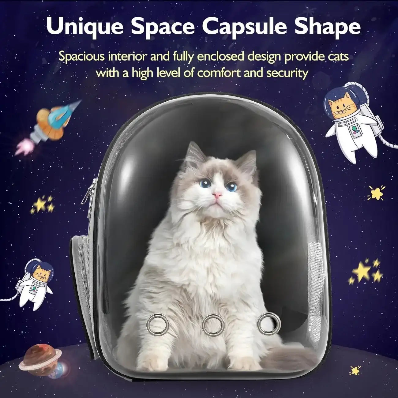 “Pet Backpack Carrier with Transparent Bubble Window – Breathable Travel Bag for Small & Medium Cats and Dogs”