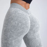V-Back Yoga Pants for Women – Seamless High Waist Push-Up Leggings, Scrunch Gym Tights for Fitness & Workout