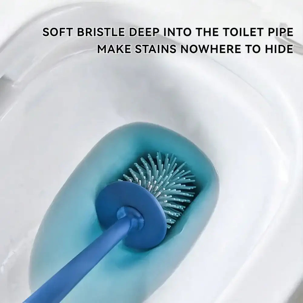 3-in-1 Silicone Toilet Brush & Holder Set – Flexible Silicone Bristles, Compact Storage Design