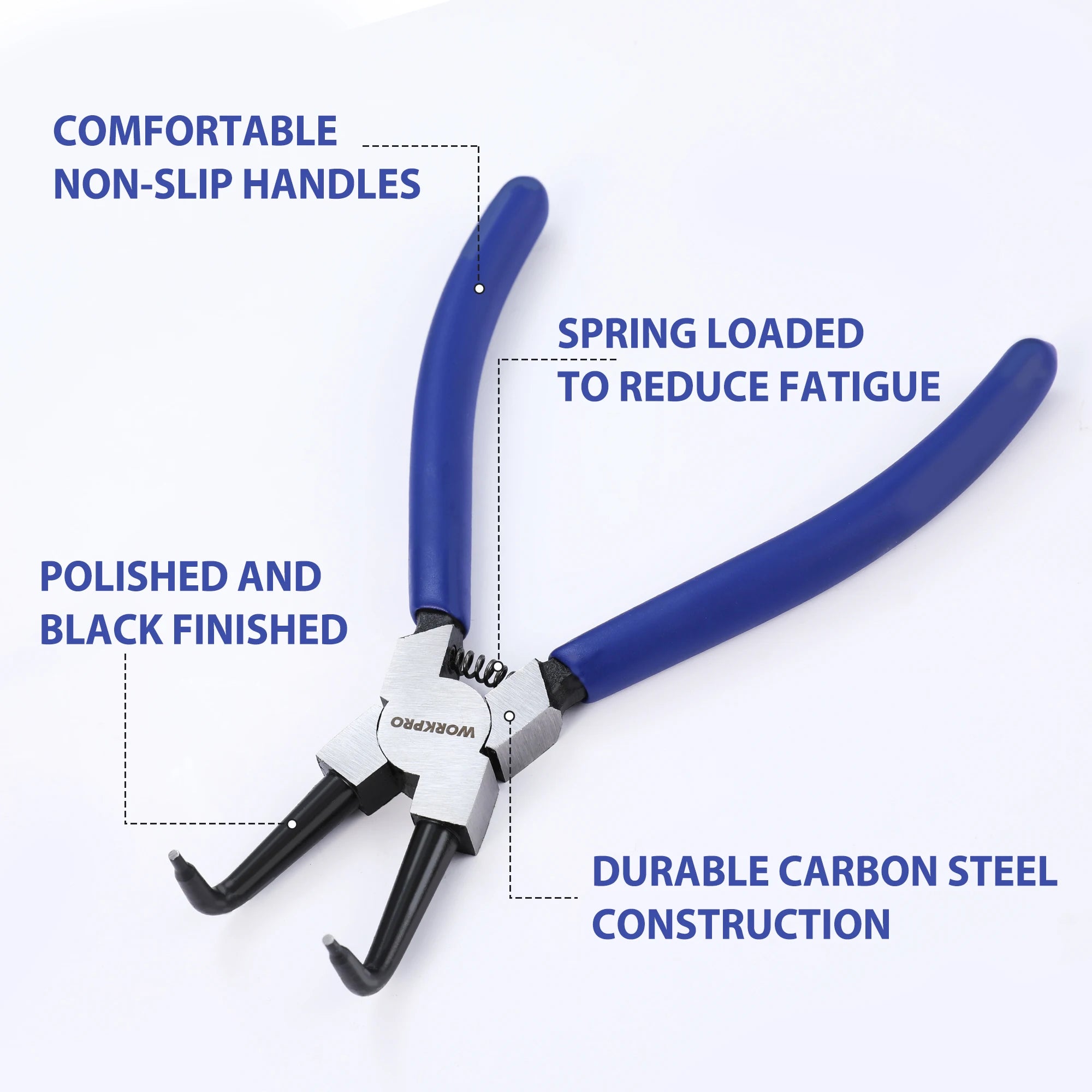 WORKPRO 4-Piece Snap Ring Pliers Set – 7" Internal & External Circlip Kit with Straight & Bent Jaw