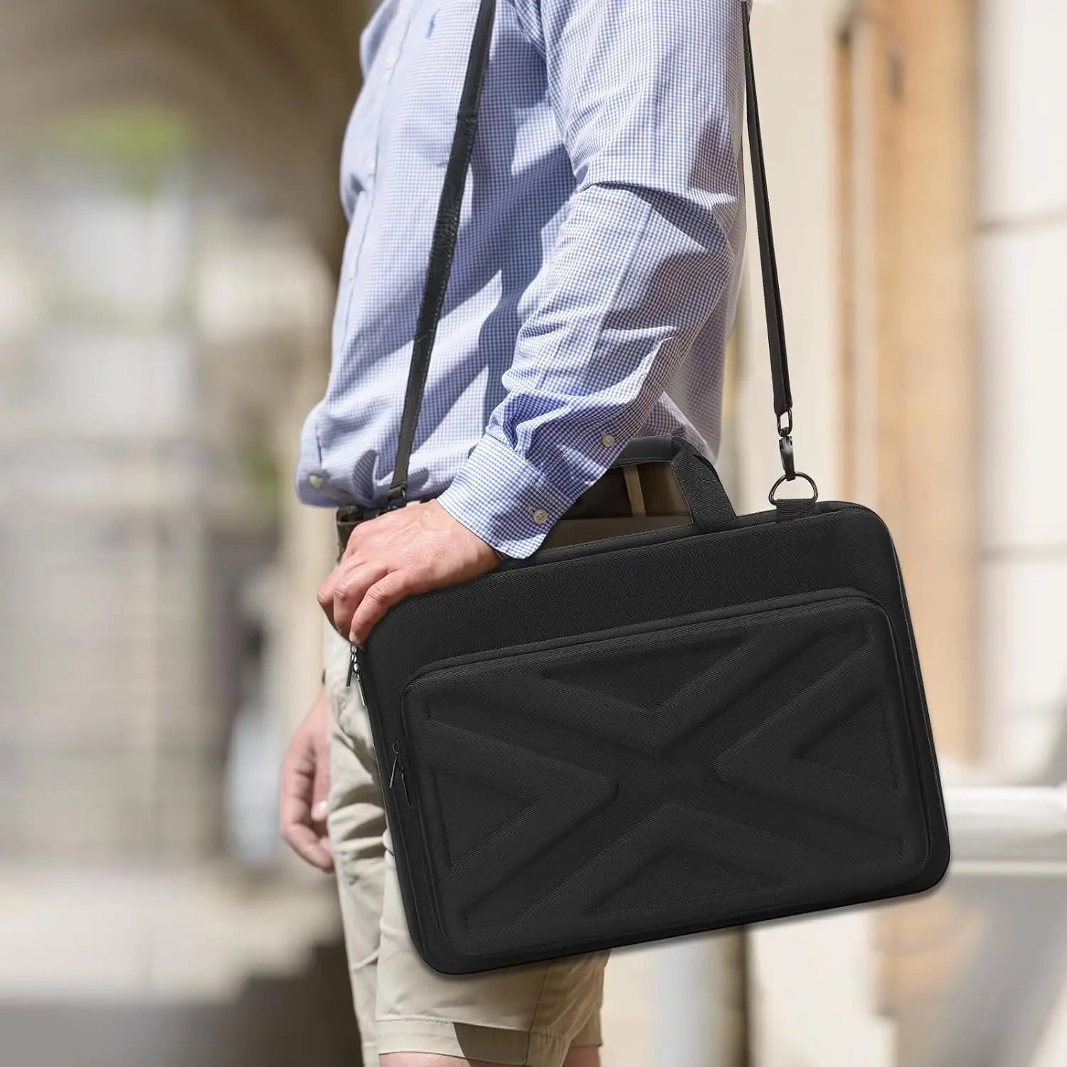 Hard Shell Waterproof Laptop Shoulder Bag (13–17 Inch) – Shockproof Case for MacBook Air/Pro M1–M4, HP, Dell, Lenovo, ASUS