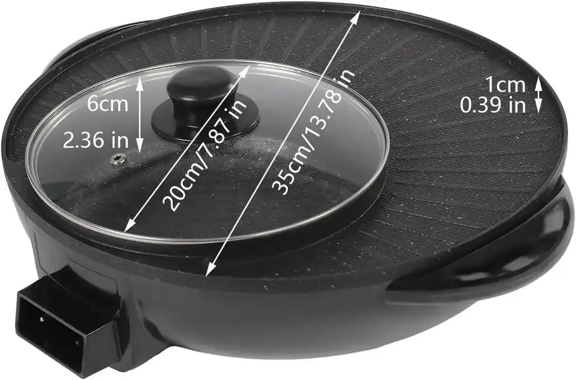 2‑in‑1 Electric Hot Pot & Grill Combo – Divider Shabu Hotpot with Portable Smokeless Grill for 3–5 people