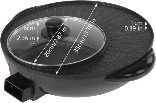 2‑in‑1 Electric Hot Pot & Grill Combo – Divider Shabu Hotpot with Portable Smokeless Grill for 3–5 people